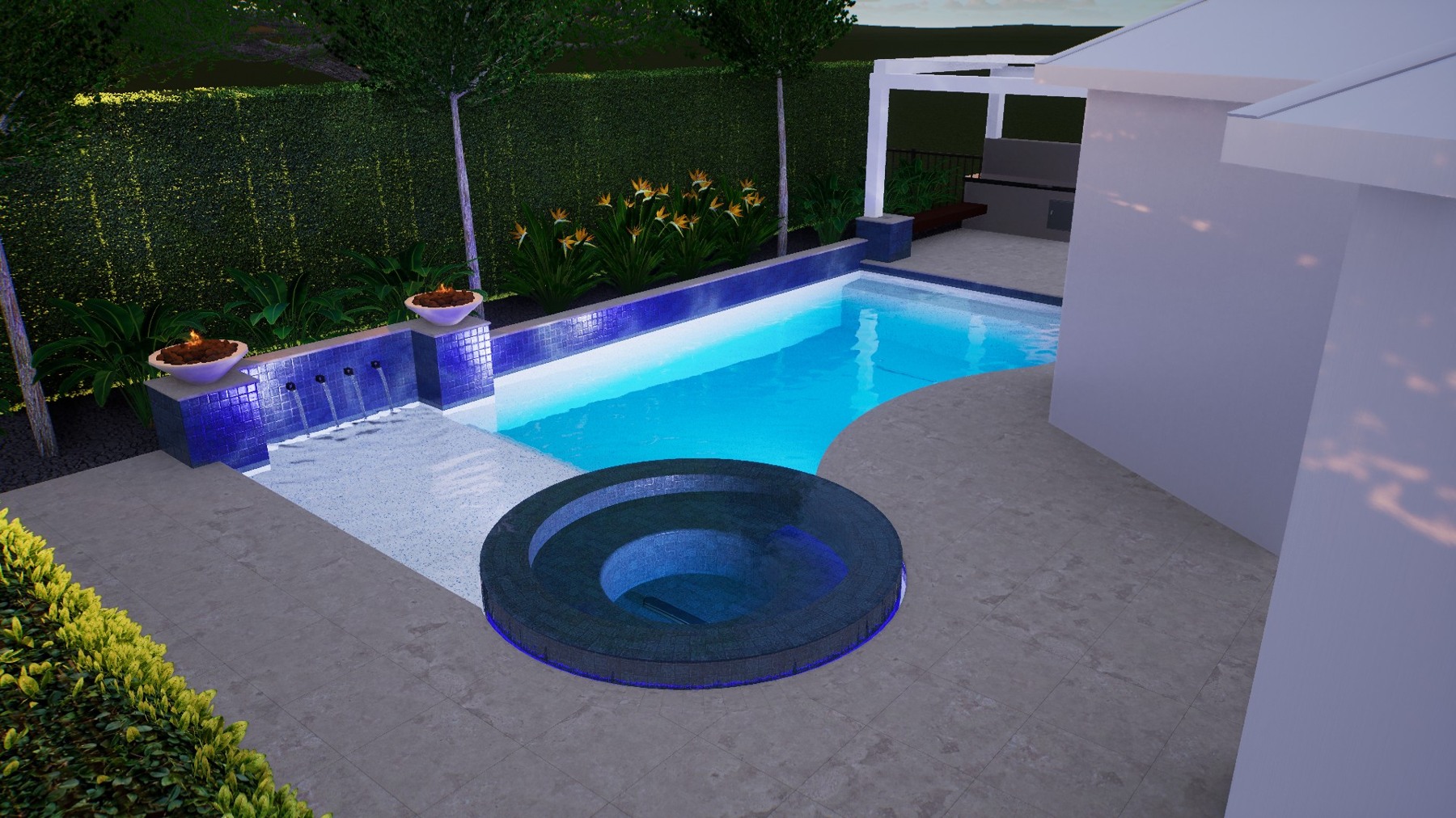 Ember & Stone — evening spa concept rendering