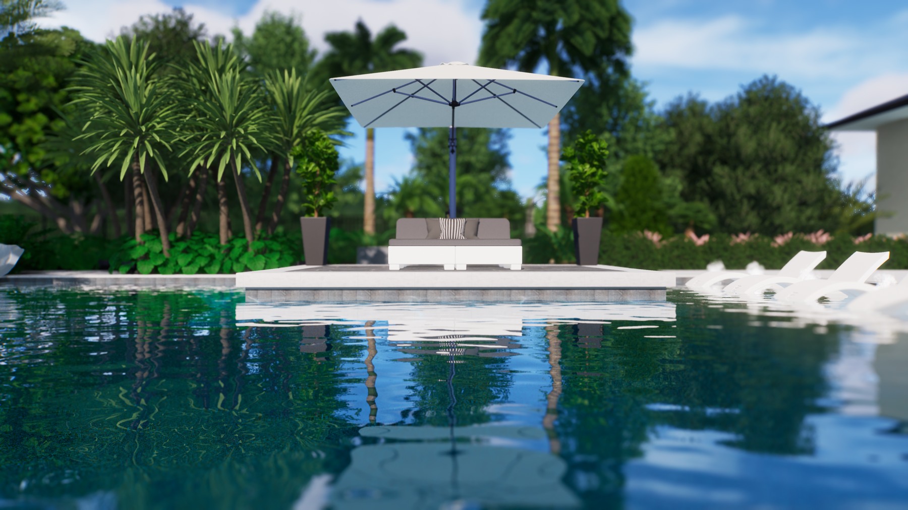 The Pavilion Estate — island lounge concept rendering
