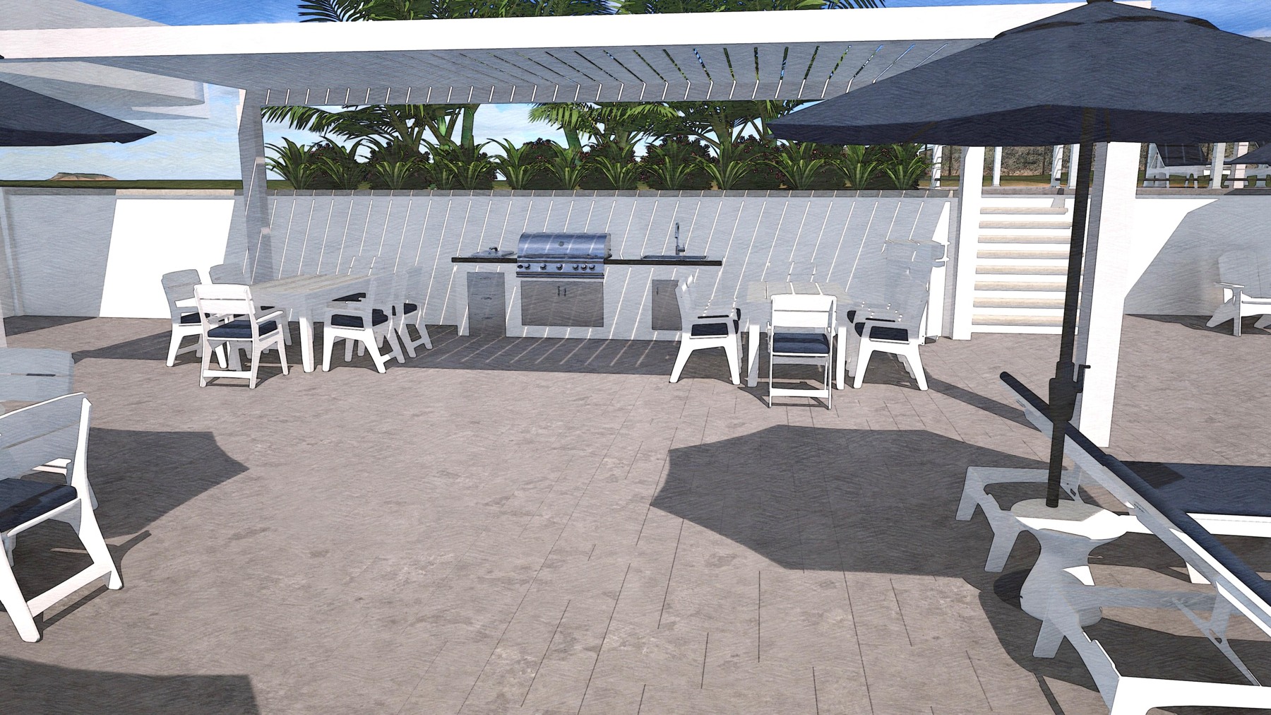 Riviera Terrace — outdoor kitchen concept rendering