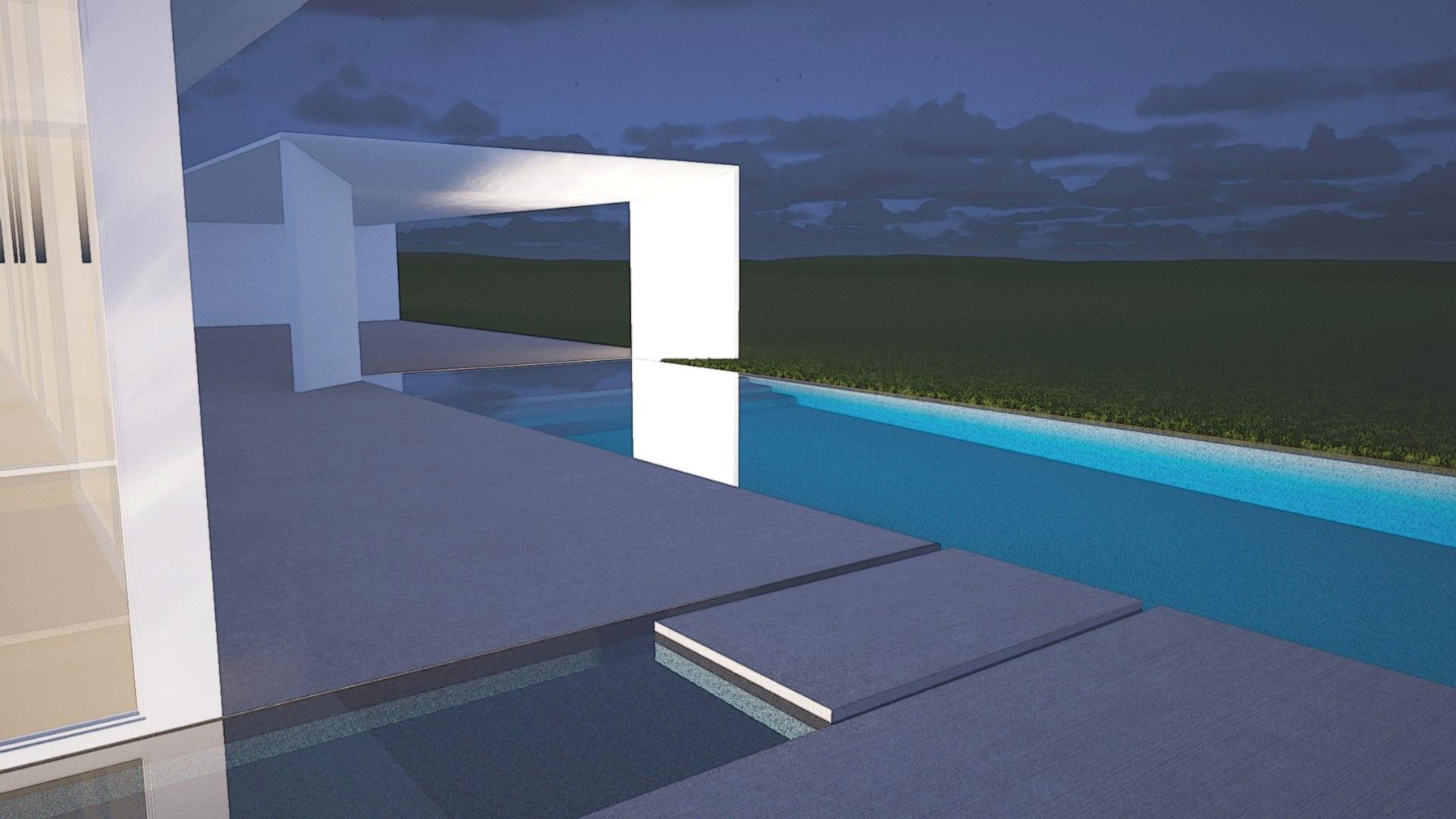 Stillwater Reserve — pavilion and stepping platforms concept rendering