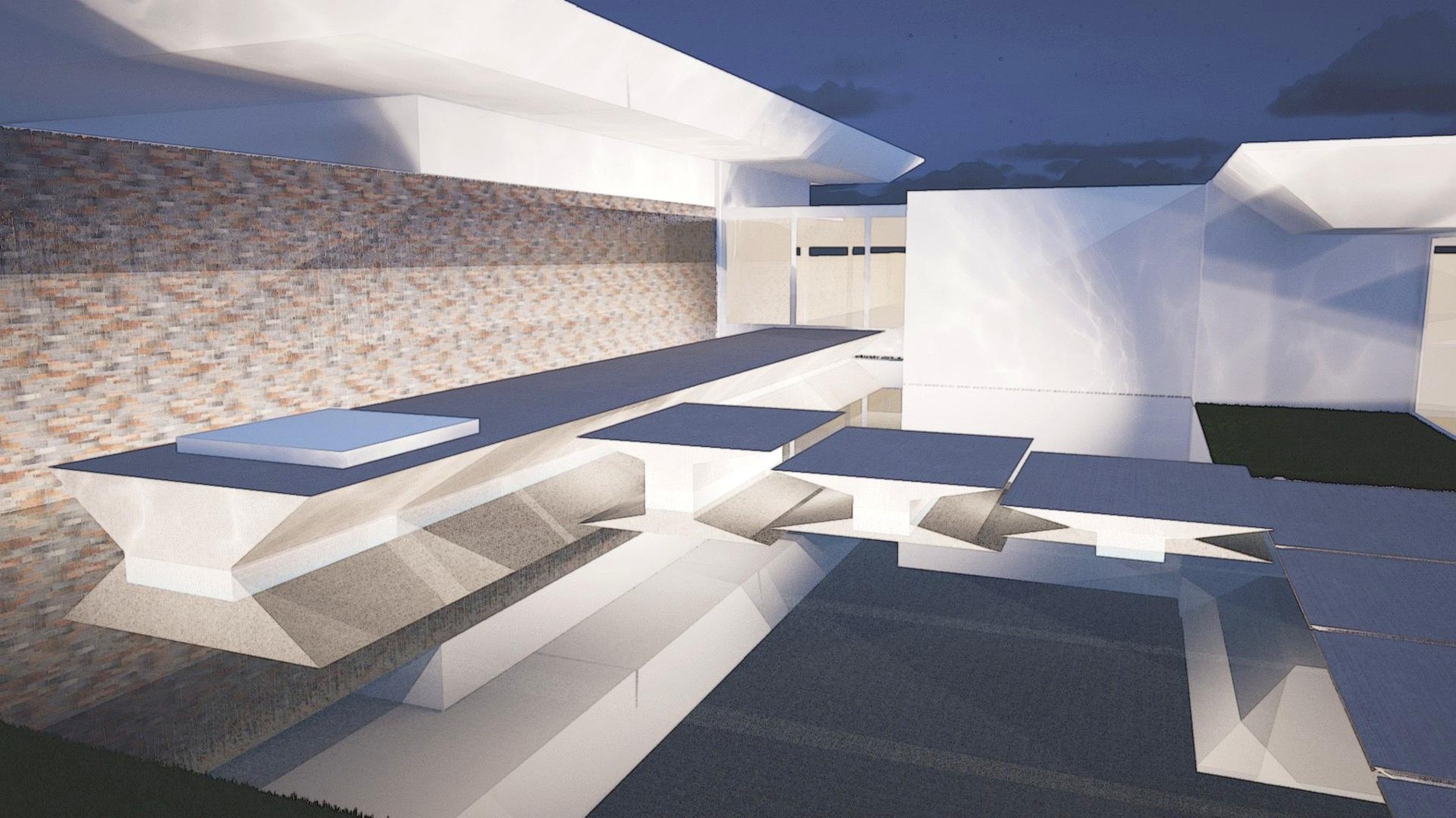 Stillwater Reserve — water-wall detail concept rendering