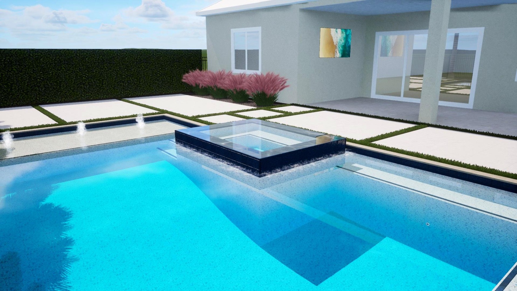 Villa Nocturne — pool and spa concept rendering