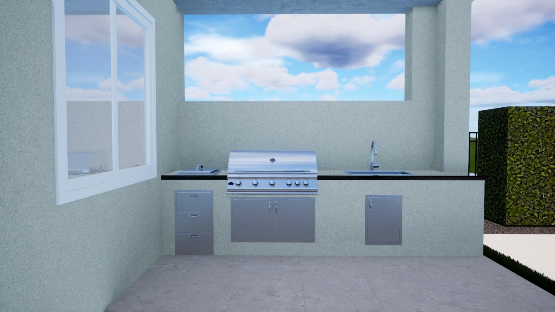 Villa Nocturne — outdoor kitchen concept rendering