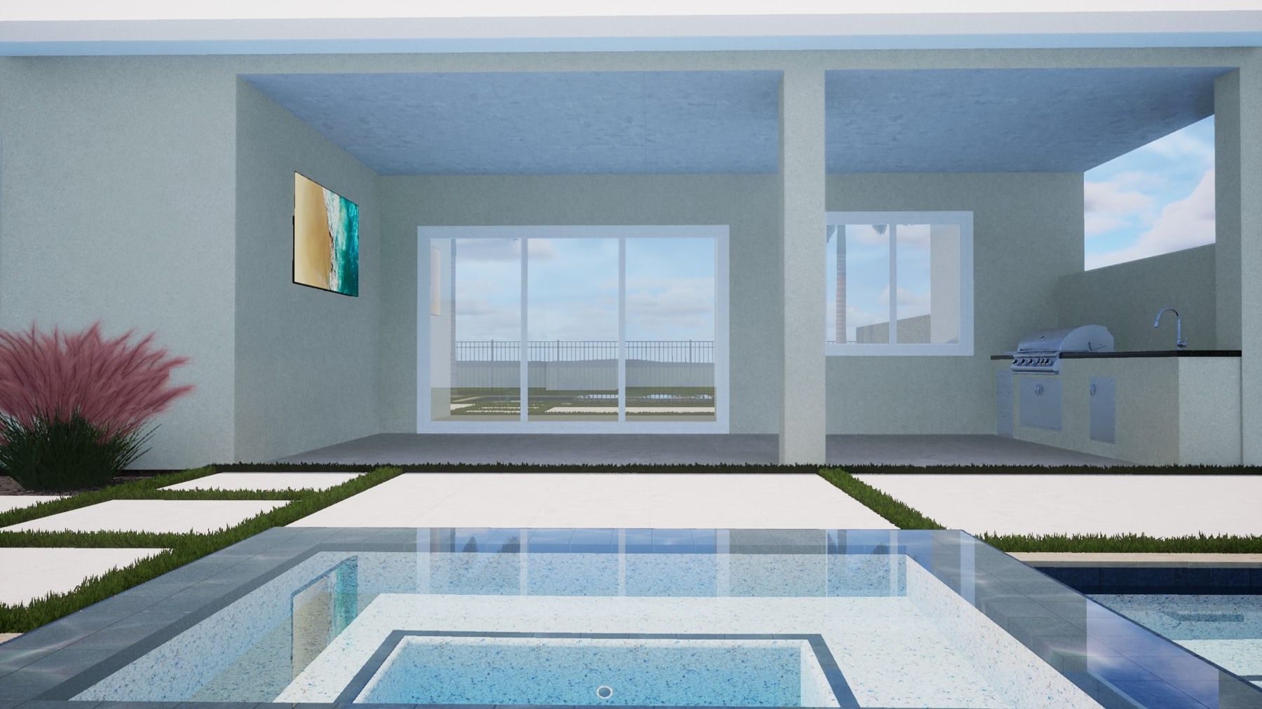 Villa Nocturne — spa toward the terrace concept rendering