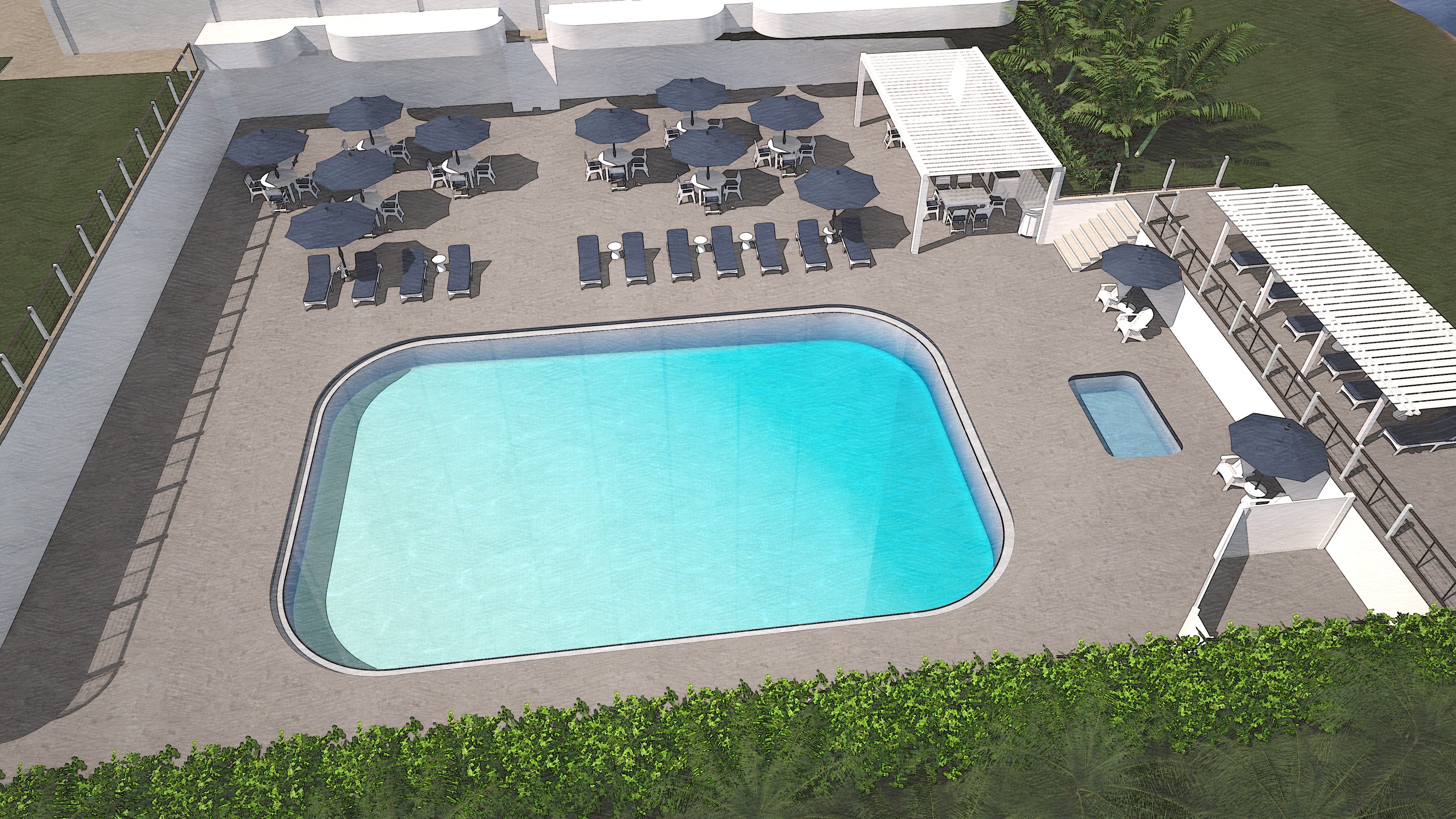 Alternate original perspective of the Riviera Terrace pool concept